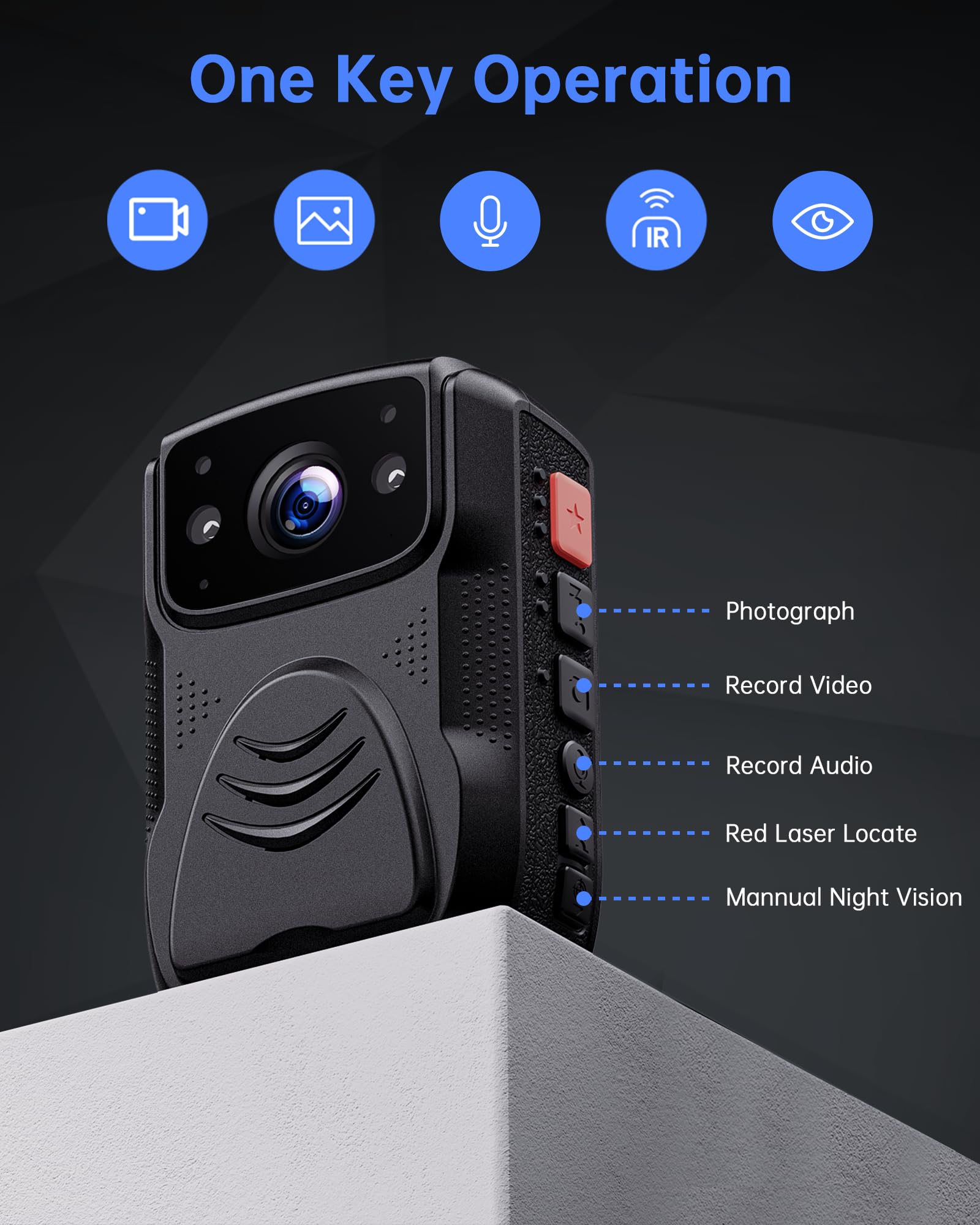 Cámara Corporal 4K de 40 MP con grabación de Audio y Video, WiFi, GPS y batería de 4000 mAh para policías, IP65, Impermeable, visión Nocturna