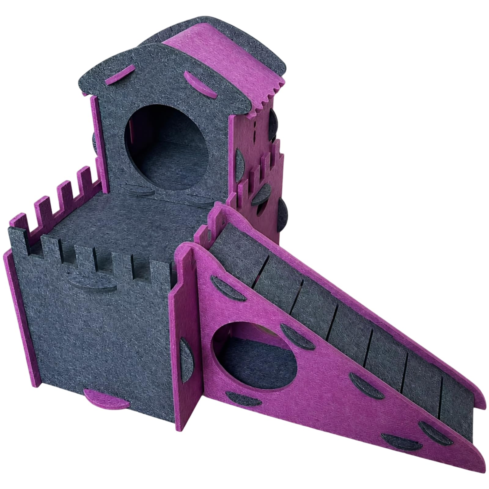 Generisch Casetta per conigli a 2 livelli, nascondiglio a forma di castello, con scala antiscivolo, in feltro per dormire, nascondere e giocare, per criceti, porcellini d'India, ratti, Sugar Glider