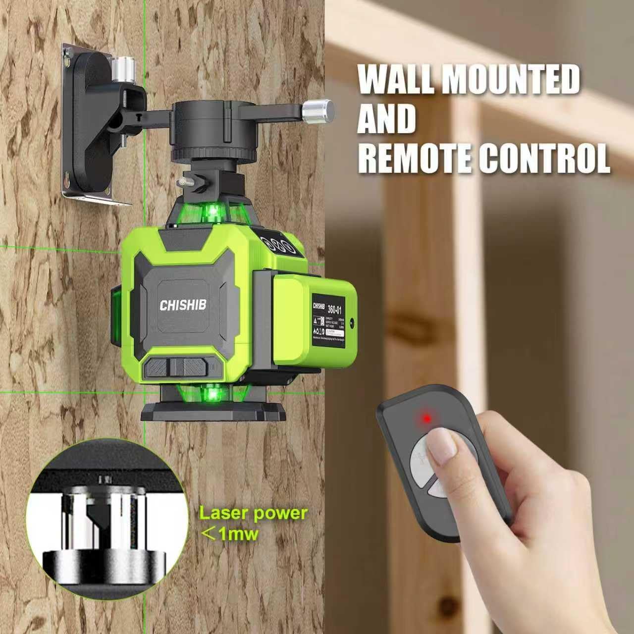 Laser Level 4D Self-Leveling Cross Line Laser Level, Rotary Base and Accessories for Construction, Home Improvement and Picture Hanging,（Laser power＜1mw）