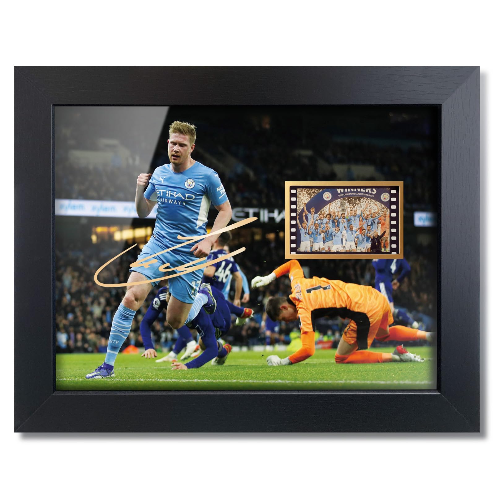 sufenveraSports Fans Poster - Print Signed Kevin De Bruyne Framed Mini Film Photo Display,Gifts for Soccer Fans on Birthday Christmas 8x6 Inches