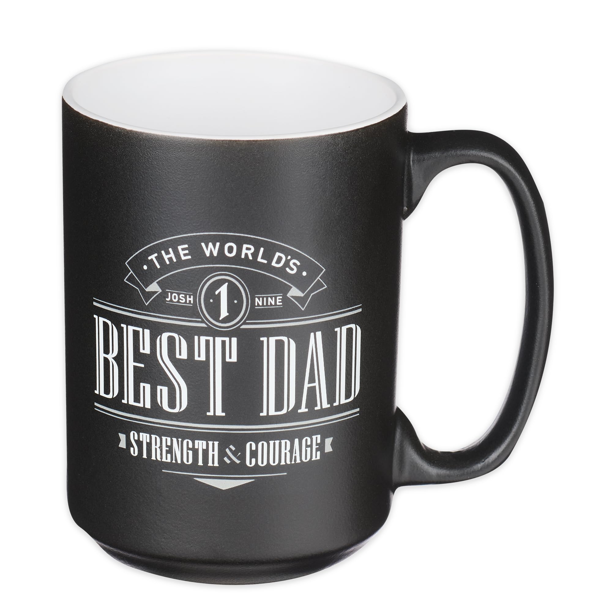 Christian Art Gifts Duży ceramiczny kubek do kawy i herbaty dla ojców i ojców: World's Best Dad Strength & Courage Inspirujący werset biblijny, nietoksyczny bezołowiowy, nadaje się do kuchenki