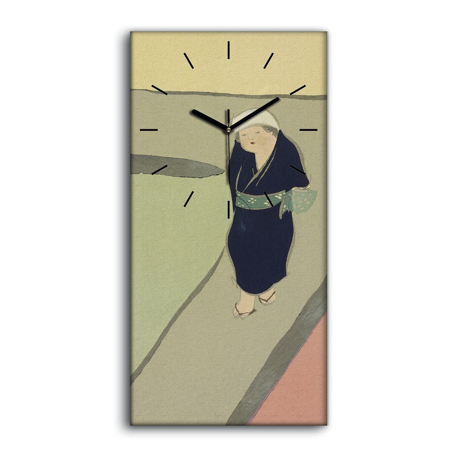 Horloge sur Toile Silencieuse sans Tic-Tac pour Chambre et Salon Abstrait Asiatique 30x60