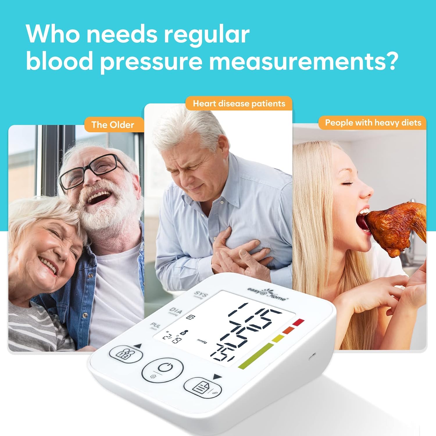 Automatic Arm Blood Pressure Machine: Easy@Home Bluetooth Smart Large Cuff BP Monitor | Digital Sphygmomanometer | iOS & Android APP | EBP08B