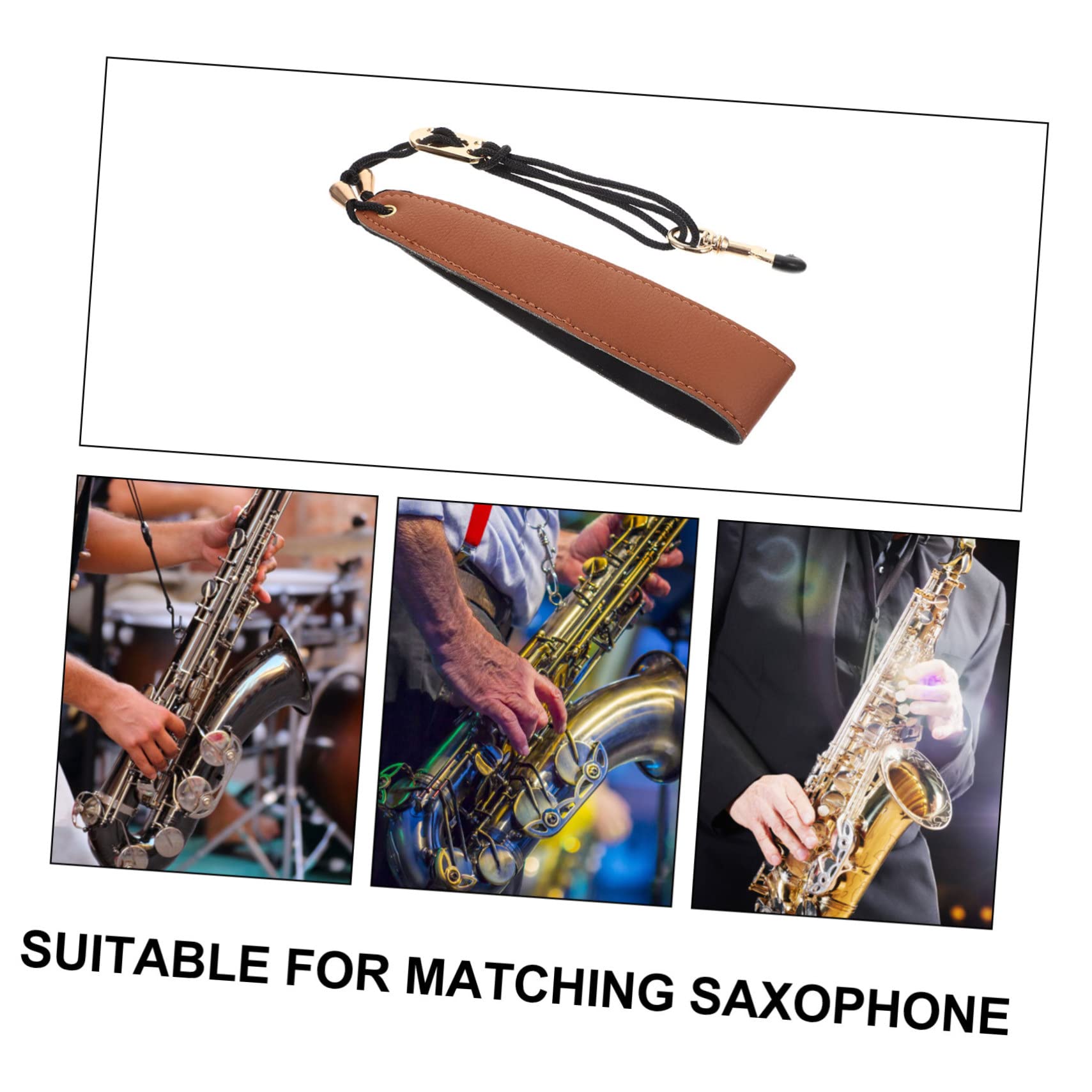Abaodam 4pezzi Cinghia Regolabile Per Sax Tenore e Soprano Materiale Pelle Resistente Con Comfort Ottimale Accessorio Per Musicisti