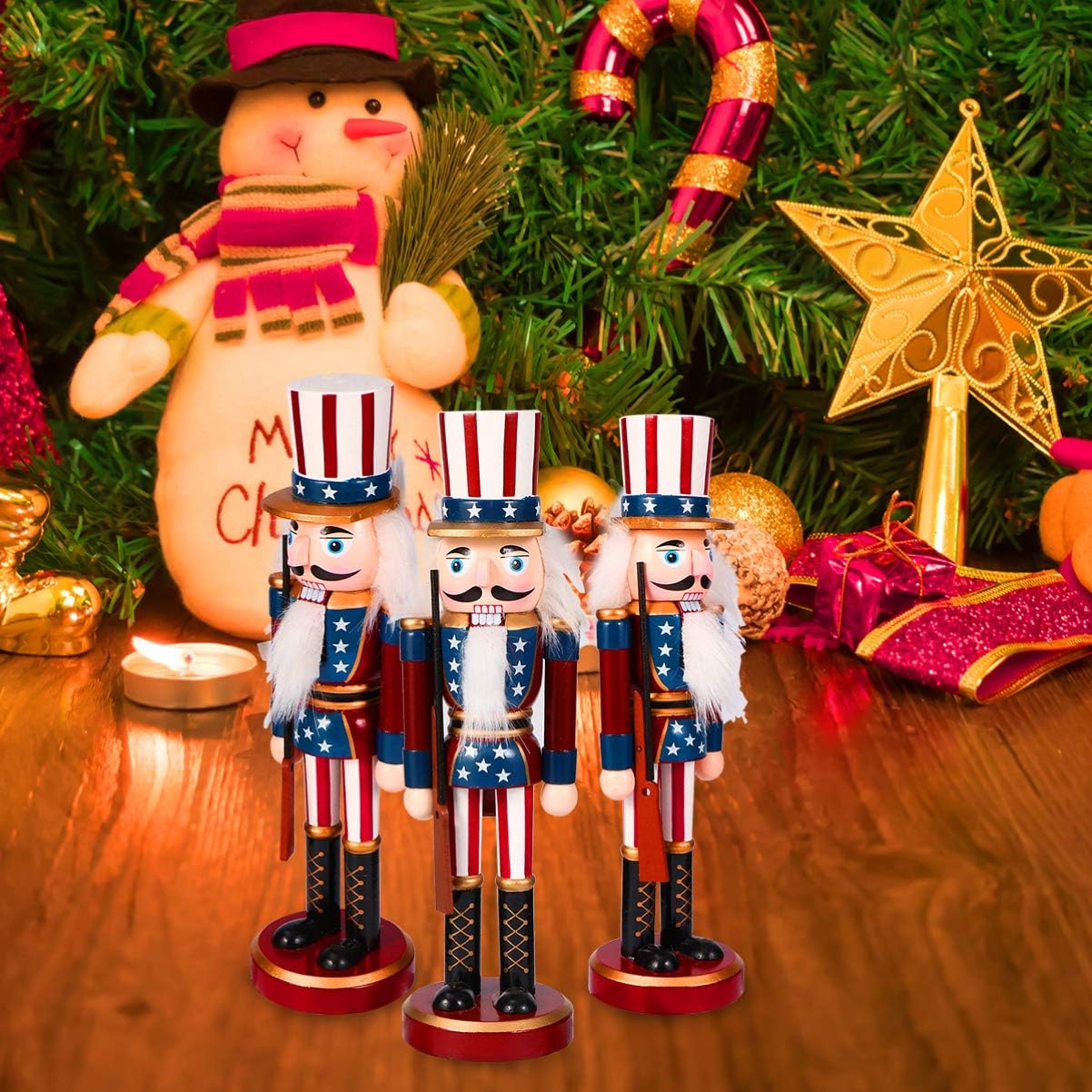 BESPORTBLE Nutcracker Puppet, 9.8inch Christmas Decorative Nutcracker - American Independence Day Nutcracker Figurine