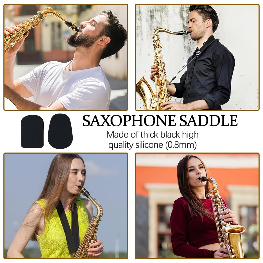 18 cojines para boquilla, parches de boquilla de saxofón de 0,8 mm, almohadillas adhesivas ovaladas y cuadradas para saxofón alto y tenor y clarinete