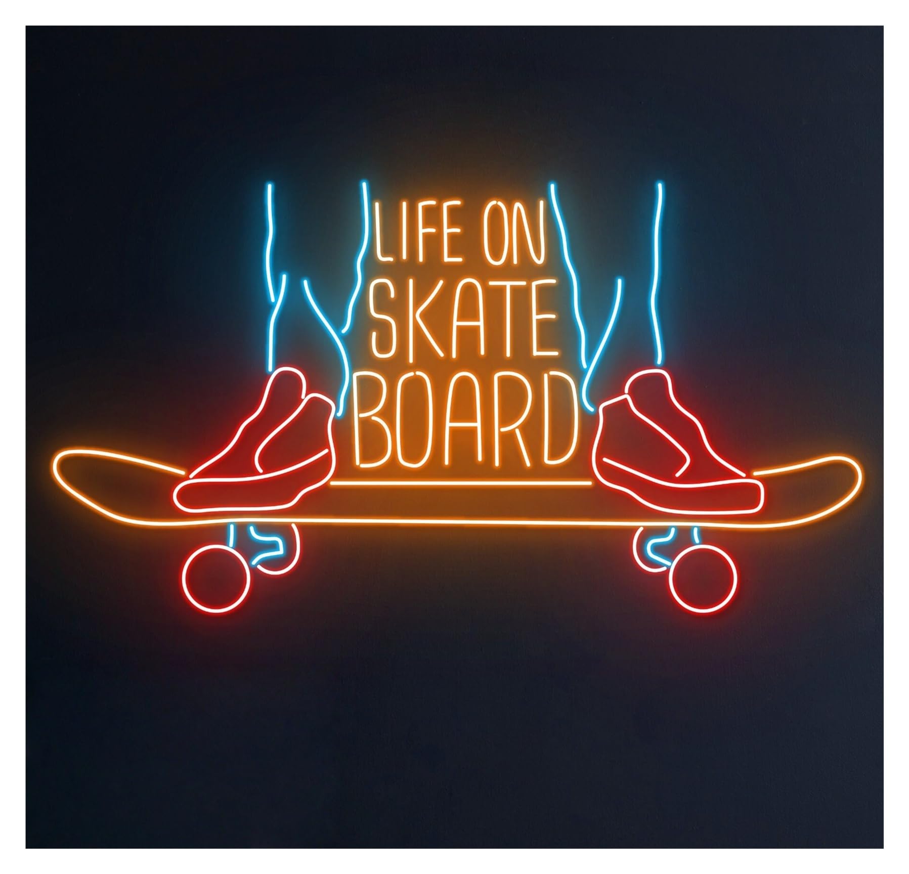 RONGCH Hanging Art Neon Signs Life On Skate Board Skateboarding Neon Sign Player Club Wall Room Decor 58cm