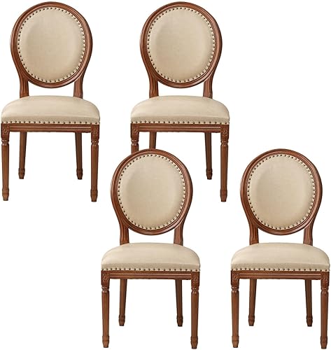 Miniatura 29 de Sillas de comedor de madera para casa de campo, sillas de cocina estilo país francés, silla vintage para sala de estar con respaldo redondo, silla