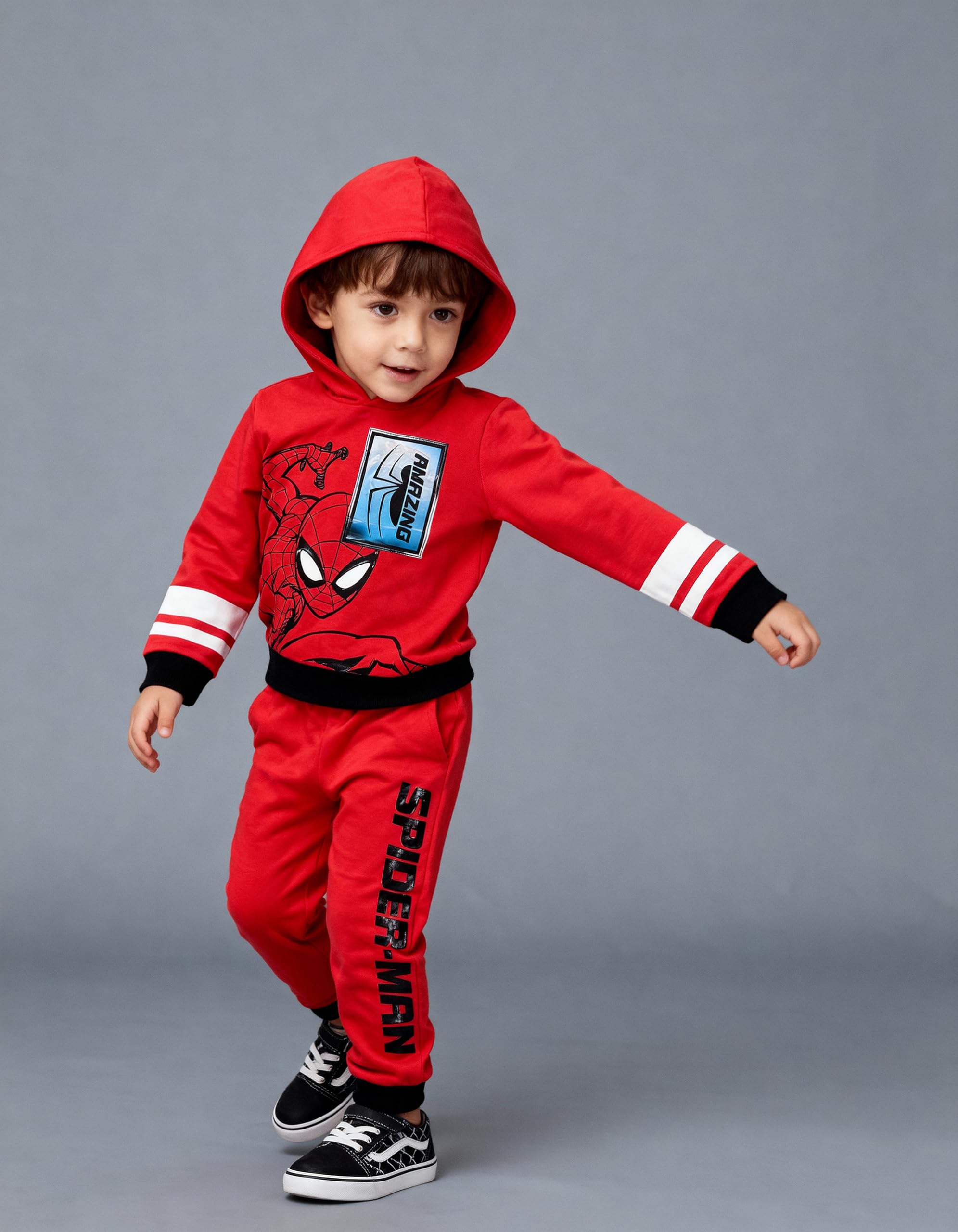 Marvel Spider-Man Boys’ Lenticular Hoodie and Jogger Pants Set, 2-Piece Fleece Outfit (Red, 2T)
