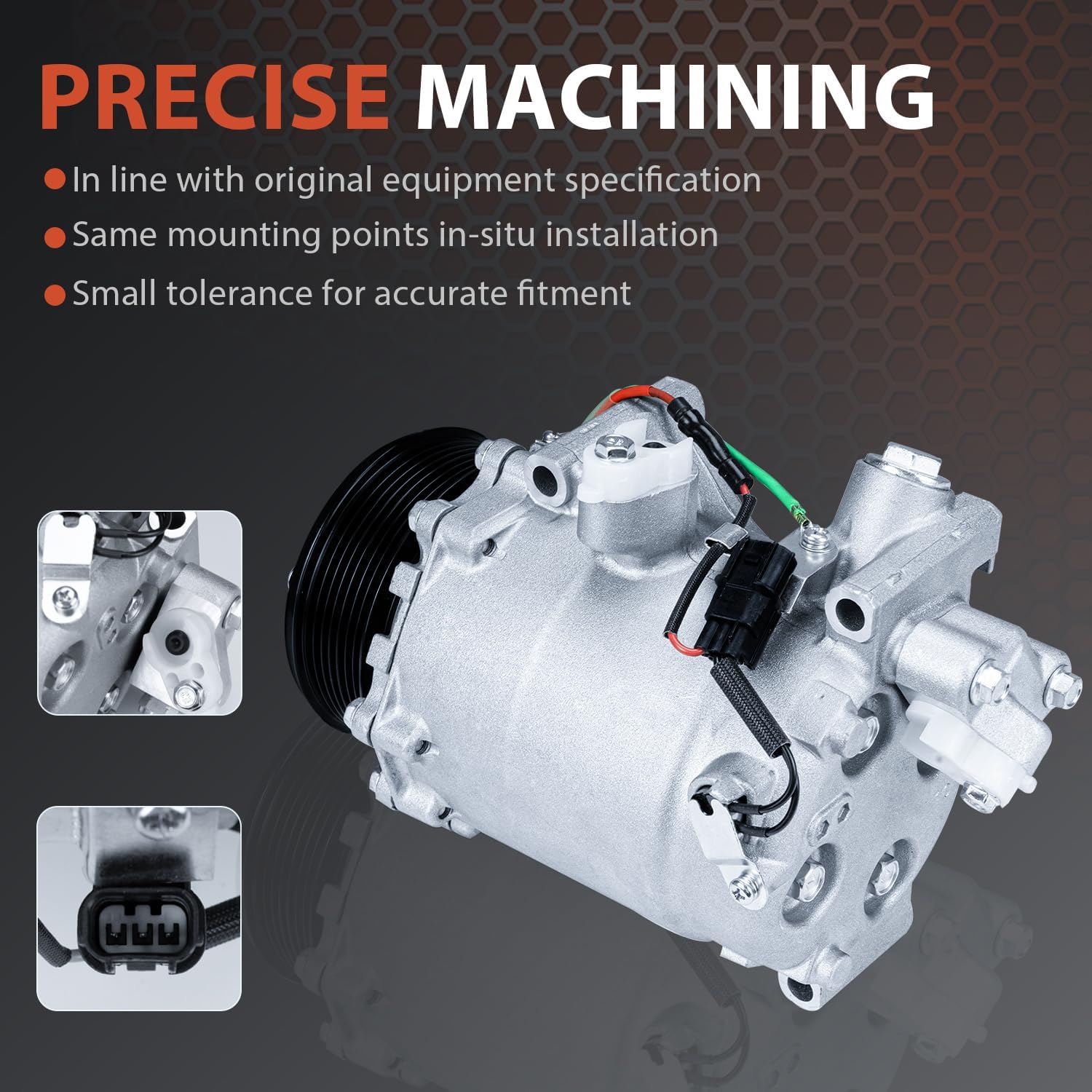 AC compressor Air Conditioning Compressor & A/C Clutch for Honda CR-V 2.4L 2007-2008, 2010-2014, Civic 2012-2014, Fits for Acura RDX 2.3L 2007-2012, ‎ ILX 2.4L 2013-2015, 4717053
