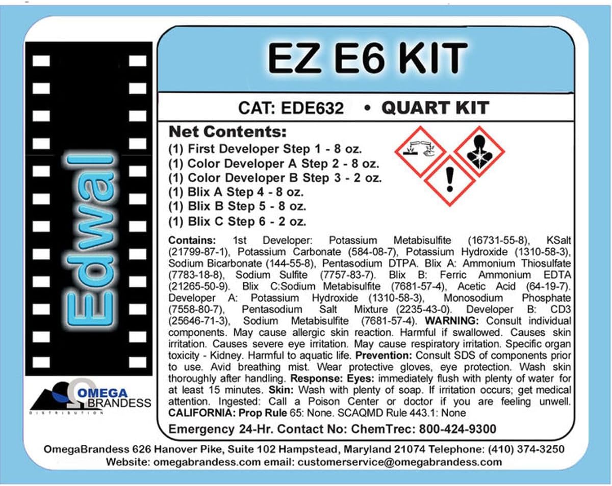 Edwal EZ E-6 Develping Kit, 1 Quart