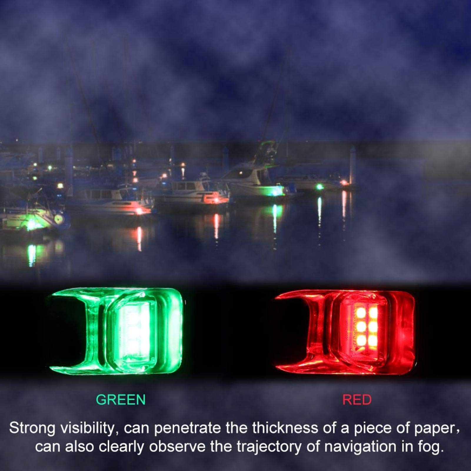 Luce di Navigazione a LED, 2 Pezzi 12V LED per Montaggio a Incasso Luce di Segnalazione di Navigazione per Prua Laterale per Barca Marina Yacht Verde/rosso