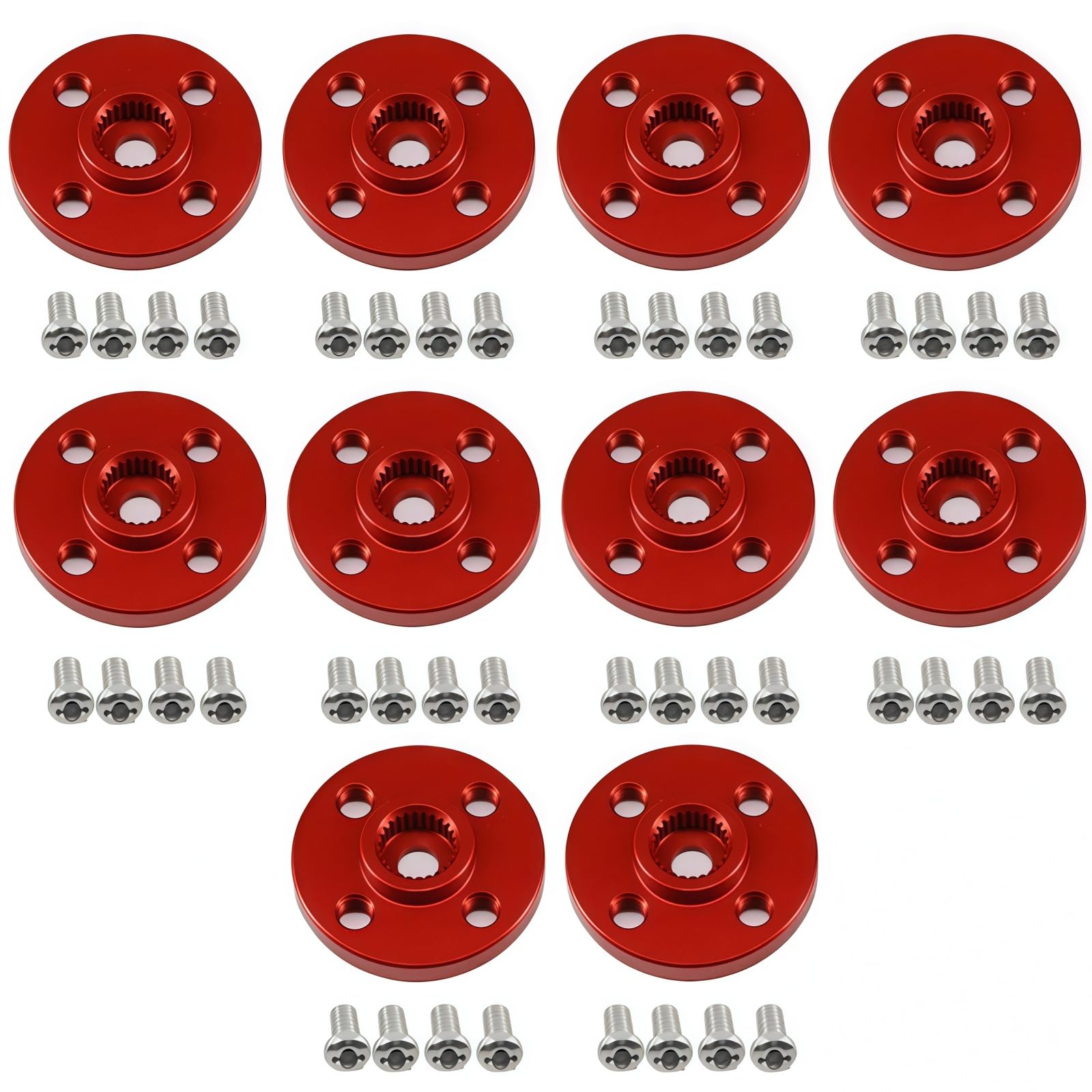 MiJunHD 10Pcs Metal 25T Servo Horn Round Shaped Aluminum Alloy Servo Arm Horn Servo Disc with Screw RC Car DIY Robot MG995 MG996R CNC Standard Kit (Red)