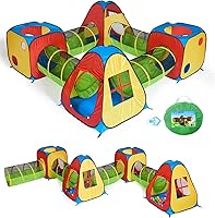 UTEX 8-in-1 Pop Up Play Tent House with 4 Tunnels & 4 Tents - Indoor Outdoor Fun for Kids, Toddlers, Boys & Girls