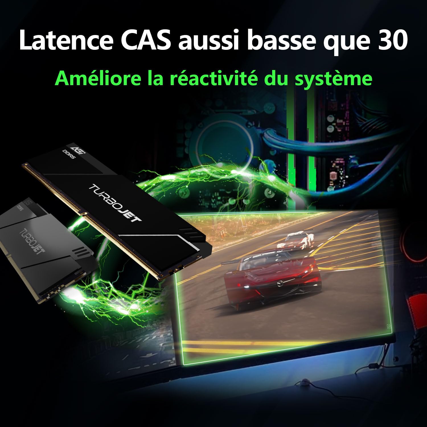 AGI UD858 32Go (2x16Go) DDR5 UDIMM 6000MHz Noir pour Intel XMP AMD Expo
