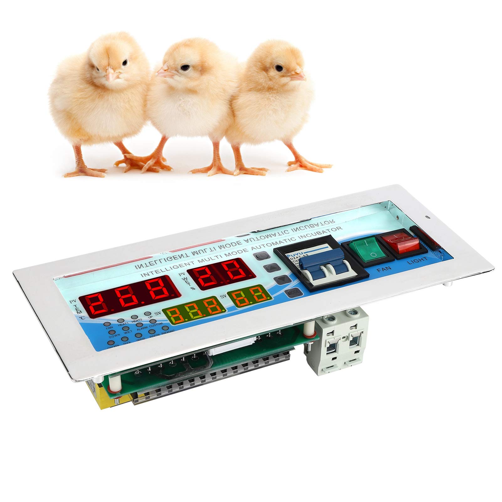 Respicefinem Automatischer Eierinkubator-Controller, digitale Temperatur- und Feuchtigkeitskontrolle für Hühner, Enten, Wachteln, 180–240 V