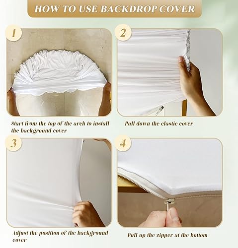 Miniatura 6 de Cubierta de fondo de arco de elastano ajustable Chiara, cubierta de arco de boda de 2 lados para boda, ceremonia, fiesta de cumpleaños, decoración