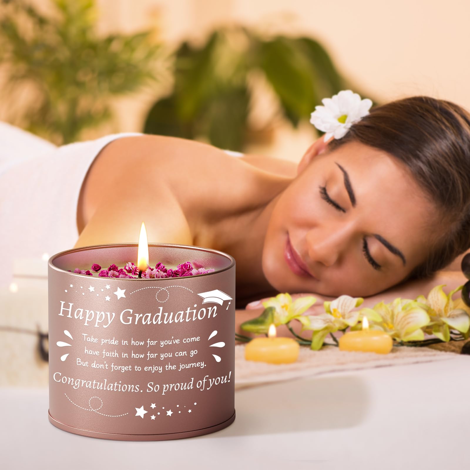 PRSTENLY Graduation Gift for Her Scented Candles in Metal Jars Graduation Gifts for Granddaughter Daughter Sister Friends College University School Grad Presents - Image 4