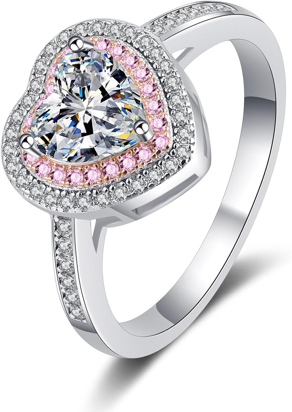 Personalized 14K Gold 1ct Diamond Heart Women's Engagement Ring, VVS1 D-Color Custom Engraved, Promise Rings for Her, Romantic Gift for Your Loved One