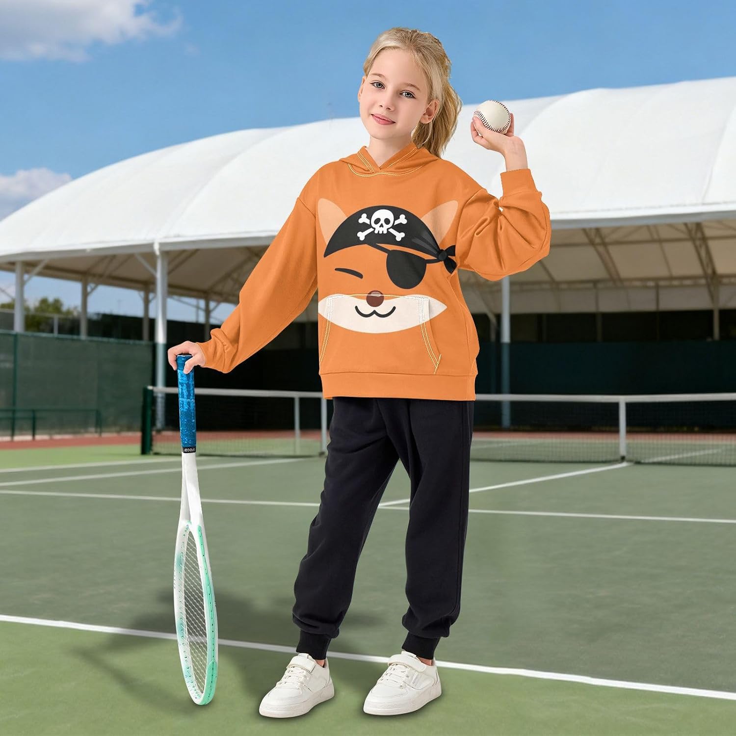 Sloth Face Funny pirate Fox Face Funny Toddler Girls Pullover Hoodie Sweatshirt 4-14Y a2020057