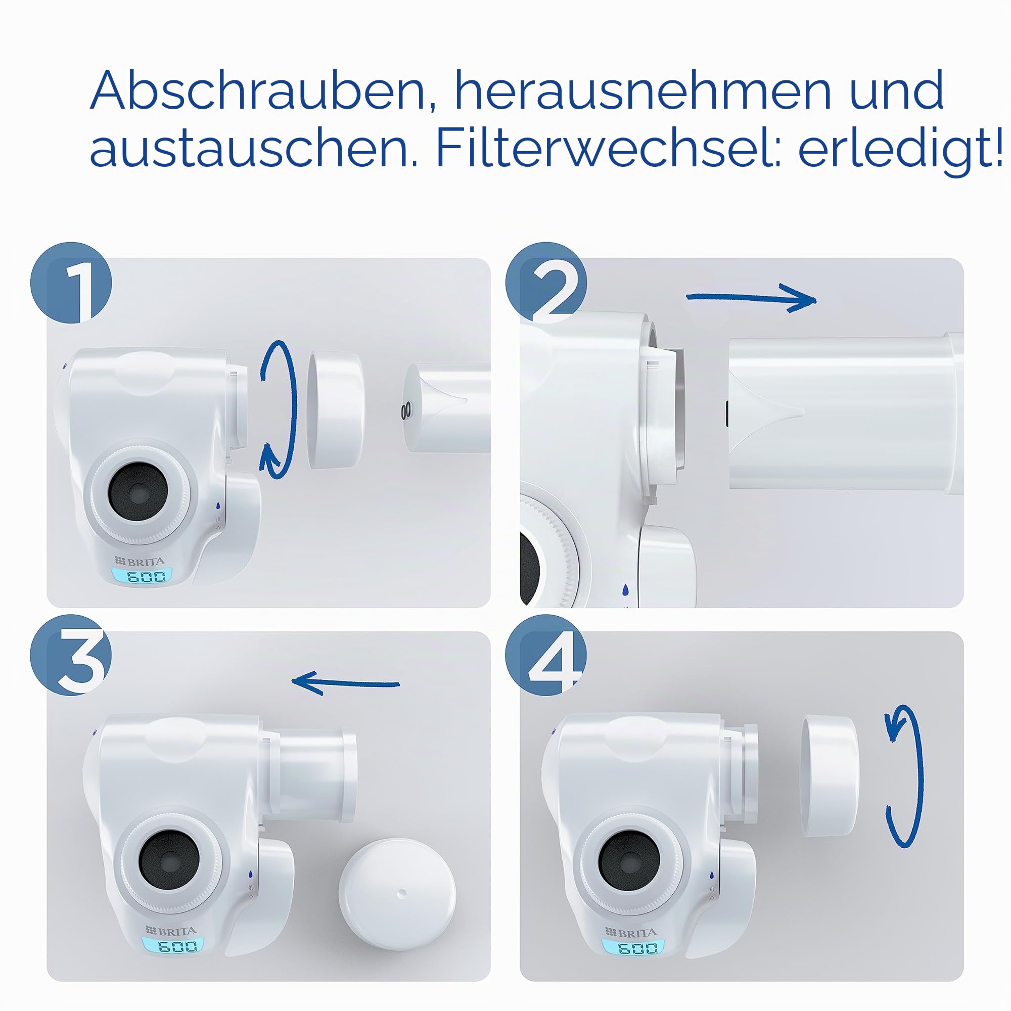 BRITA ON TAP V-MF 2 x Wasserfilterpatrone (600 l) - nachhaltiges Wasser, 99,99% bakterienfrei, verbesserter Geschmack, reduziert feine Mikropartikel, PFAS, Metalle und geschmacksbeeinflussende