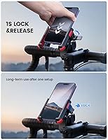 Vista 3 de Lamicall - Soporte de teléfono para motocicleta [Compatible con cámara] [Bloqueo de 1s] Abrazadera para manubrio de bicicleta, clip para teléfono