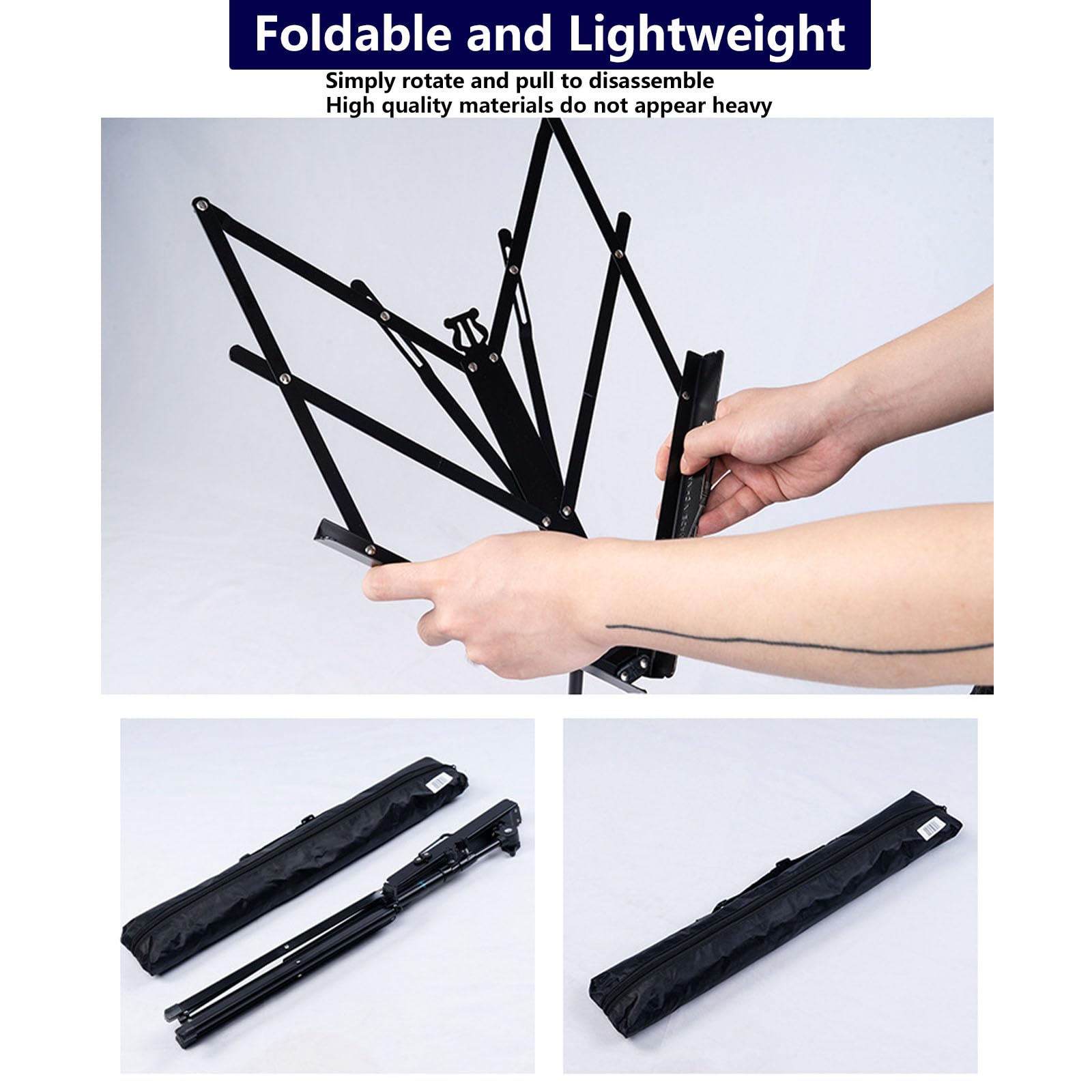 Notenständer Klappbar,Stabil 2 In 1 Doppelnutzung,Höhenverstellbar Von 26.6 Bis 220 cm,Geeignet Für Instrumentalaufführungen,Band Und Reisen