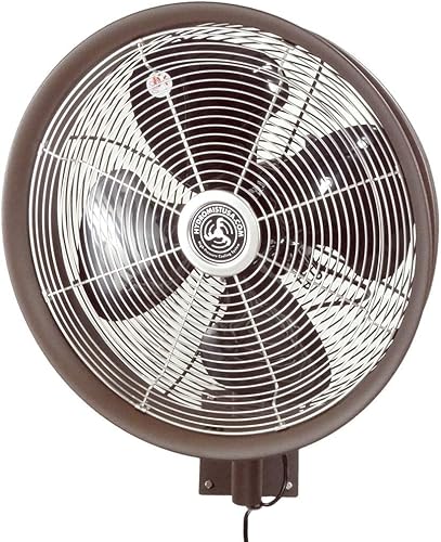 HydroMist Ventilador oscilante montado en la pared para exteriores, control de 3 velocidades en el motor, hoja del ventilador de alumbre, soporte de