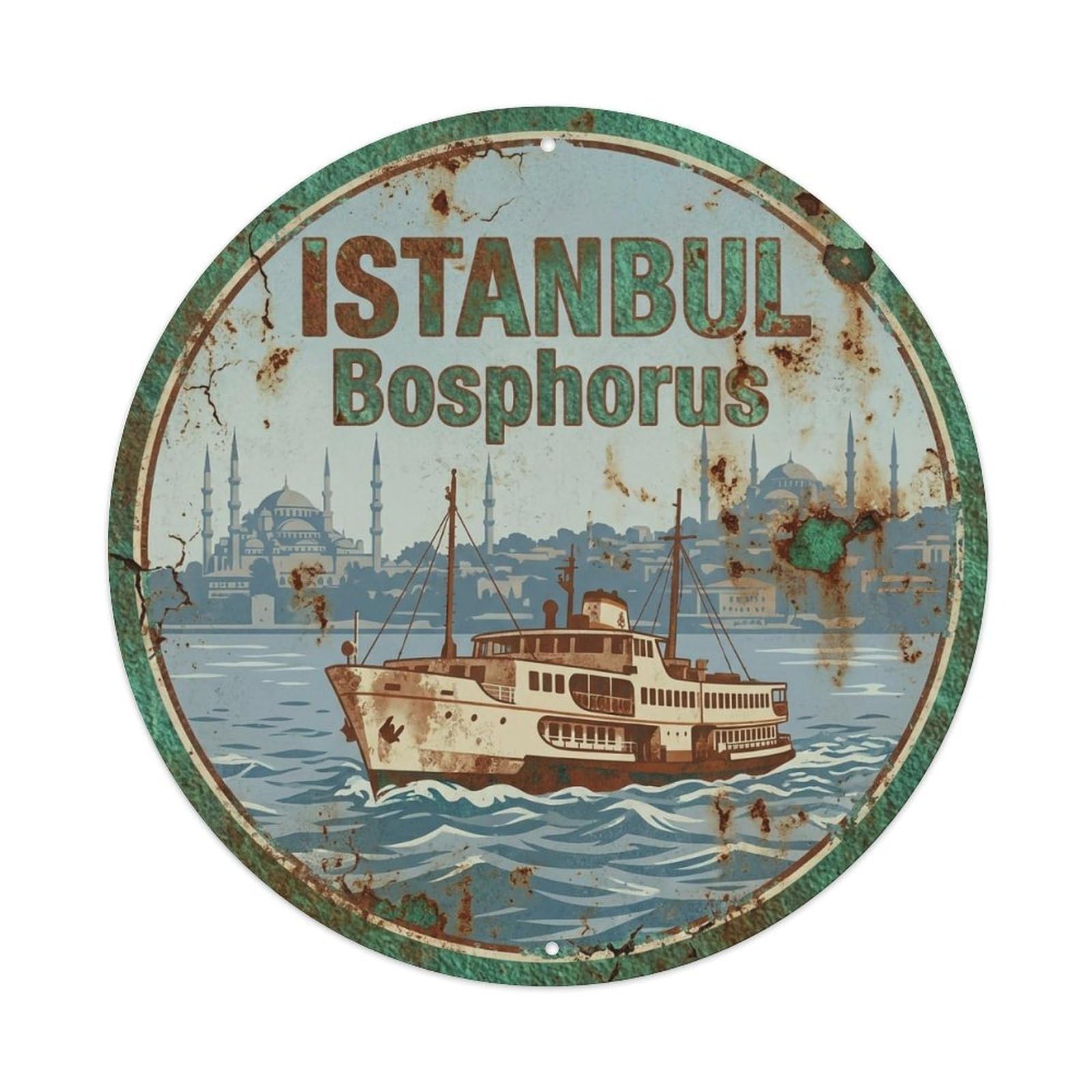 Vintage Travel Istanbul Turkey Legacy Vintage Metal Tin Sign Plaque Wall Decor for Cafe, Club Bar, Office, Garden Metal Poster 8x8Inch