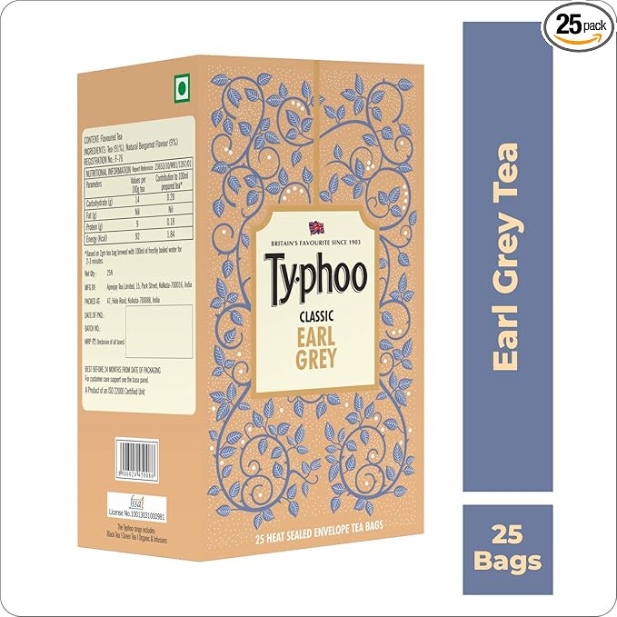 Ty-phoo Luxurious Flavoured Earl Grey Tea Bags (25 Tea Bags),2 Gm,Pack of 1