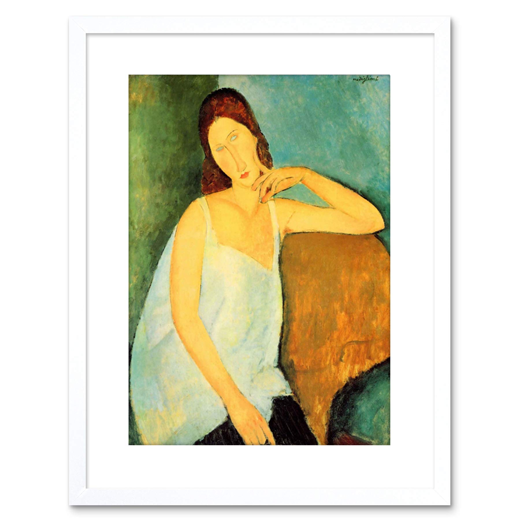 Wee Blue Coo Painting Modigliani Portrait Jeanne Hebuterne Four Framed Wall Art Print