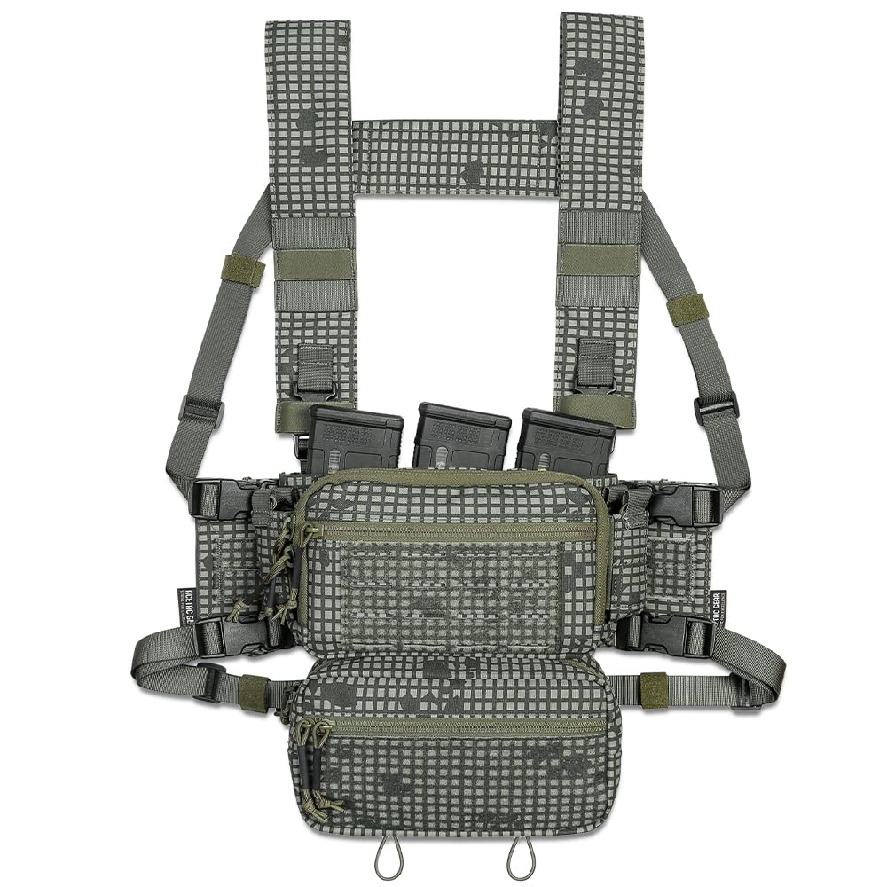 ACE TAC S.O.P. Tactical Chest Rig with 5.56/7.62 &amp; Pistol Magazine Pouch Holders, Wing &amp; Molle Dangler Pouches