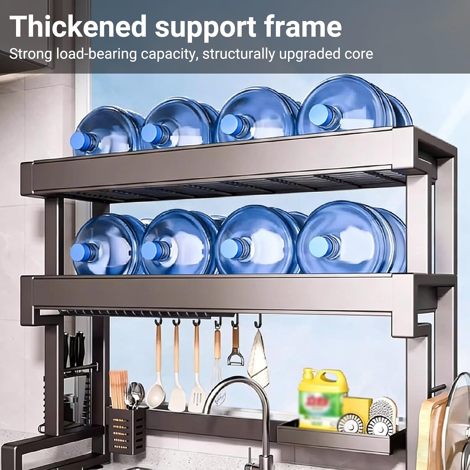 Over The Sink Dish Drying Rack, Stainless Kitchen Counter Utensil Holder, for Kitchen Storage and Organization, for Dishes, Glasses, Bowls, and Cutlery(Single Layer,76cm/29.9in)
