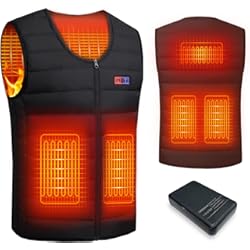 Chaqueta Calefactable Vquattro Chaleco Calefactable Mujer Hombres, Bateria Chaqueta Calefactable USB con 3 Temperaturas y 5 Zonas Ideal para Acampar Moto Pesca Caza Actividades al Aire Libre