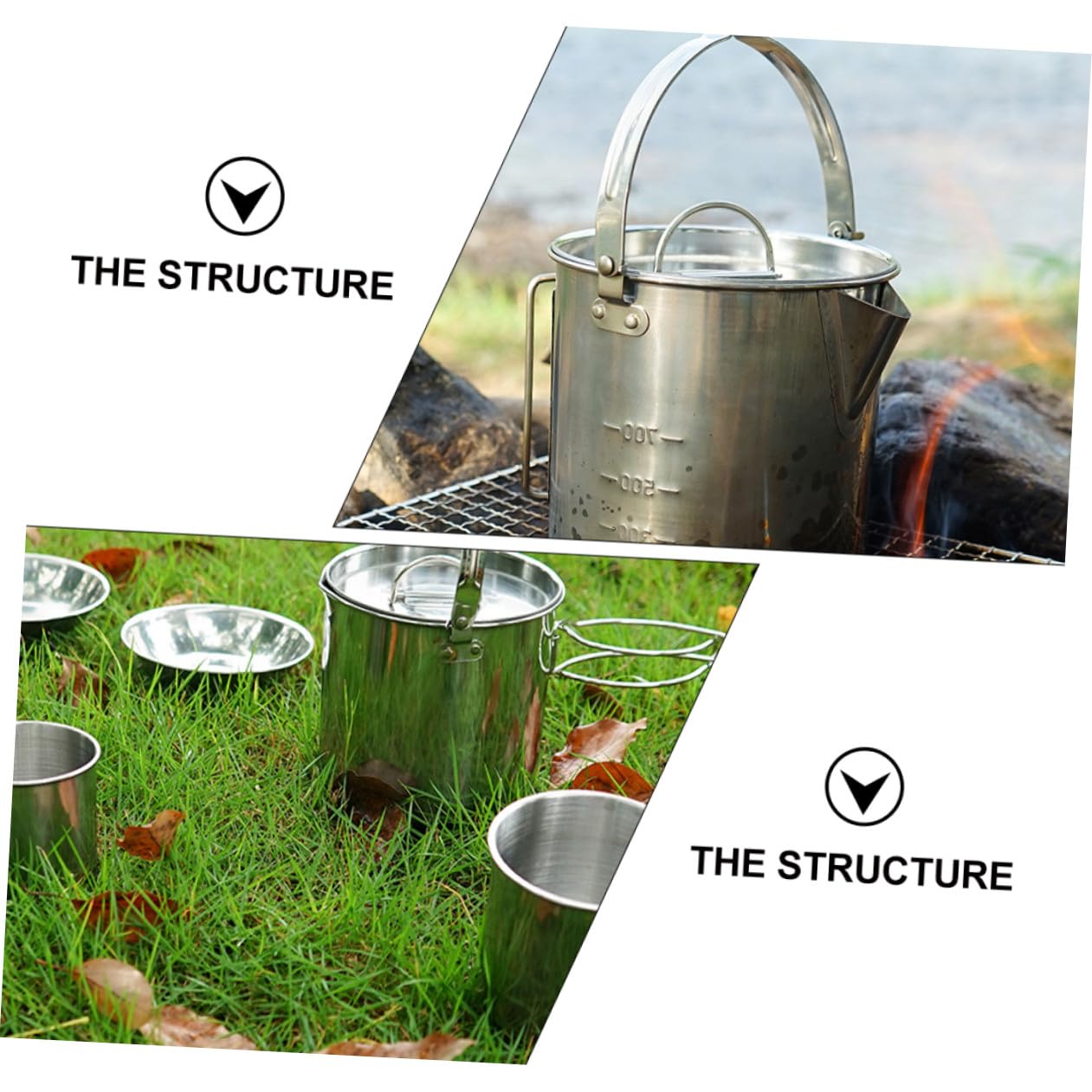 SUPVOX 2 Set Di Pentole Da Campeggio Leggere Per Esterni Bollitore Ciotola Tazza Posate Per Escursionismo Pesca E Picnic
