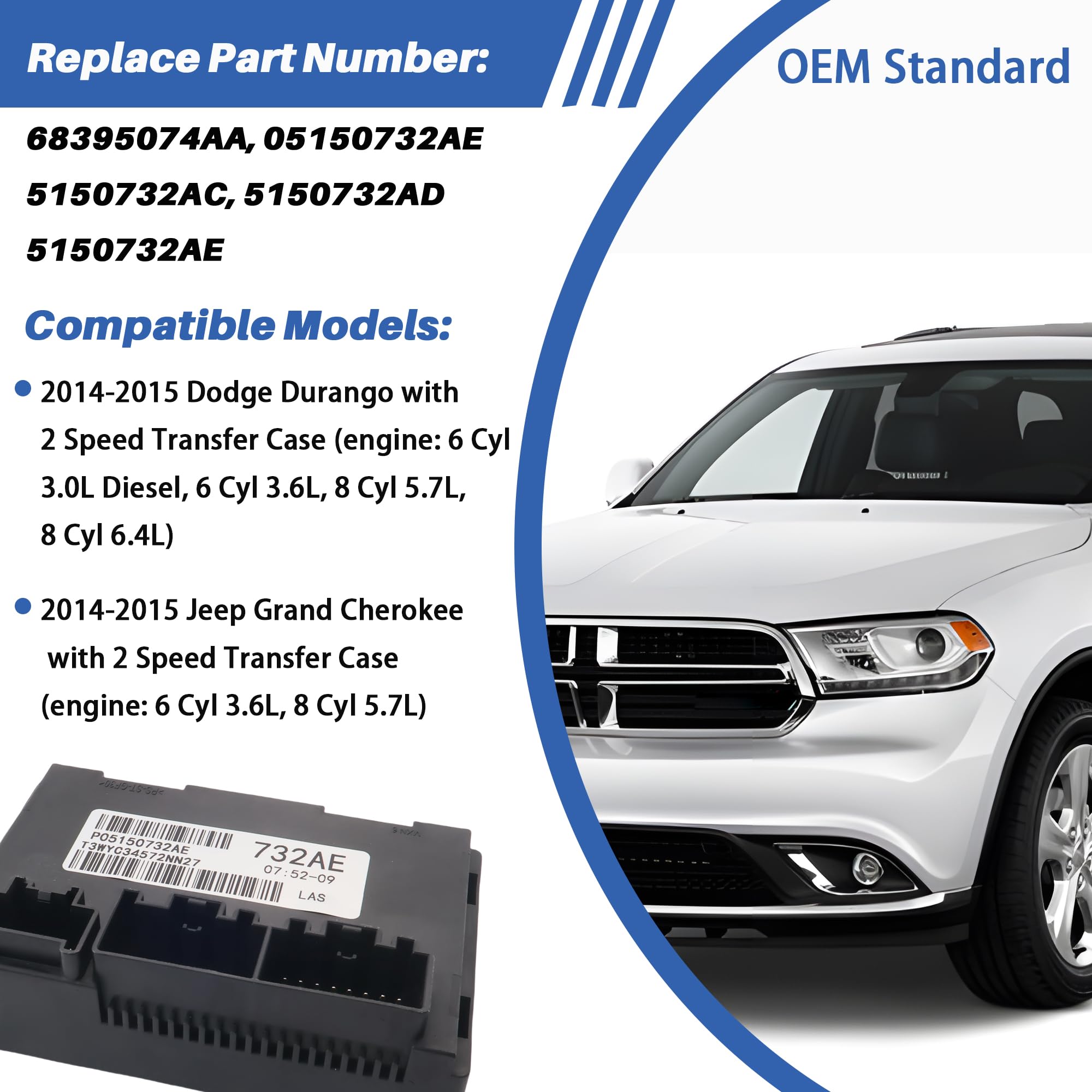 Modulo di controllo caso di trasferimento compatibile con Dodge Durango Grand Cherokee 2014 2015 sostituzione 2 velocità 05150732AE 5150732AC 5150732AD 5150732AE