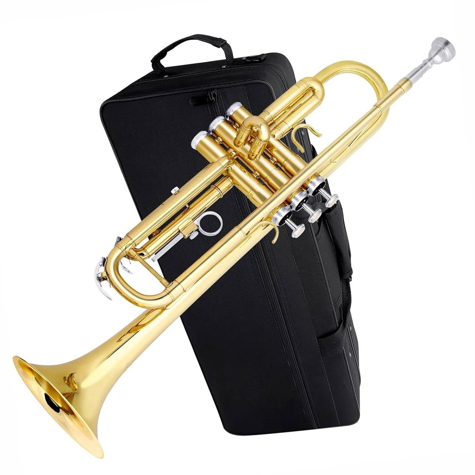 Standard Trompeten Bb-Trompete Blechblasinstrument Standard-Blechtrompetenset Für Schüler Anfänger Professionelle Trompete Gold/Silber Mit Box(Gold)