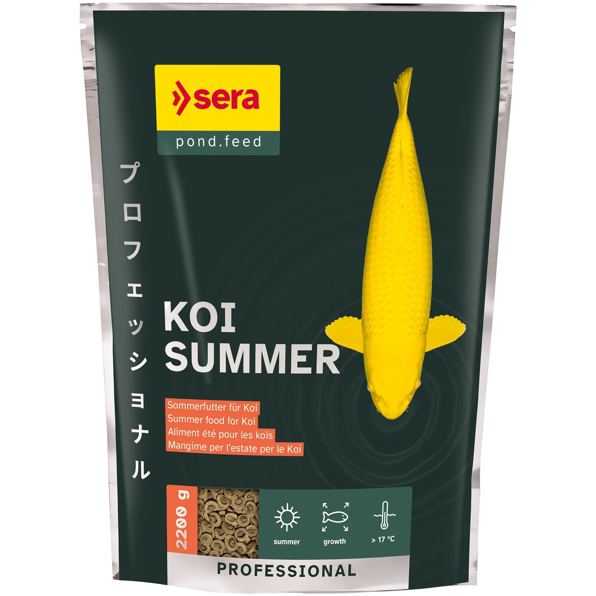 sera koi Professional Summer 2,2 KG | alimento energético para Kois, para temperaturas Superiores a 17 °C | gránulos flotantes | Proporciona energía Adicional para un Crecimiento vigoroso y Sano