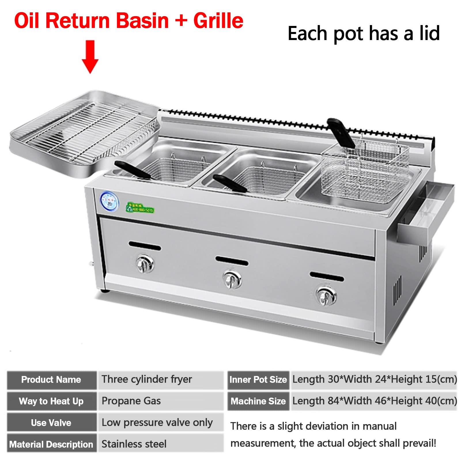 Friggitrice Professionale in Acciaio Inox con Cestello E Coperchio - Friggitrice A Gas di Grande capacità E Facile da Pulire per Uso Domestico E nei Ristoranti