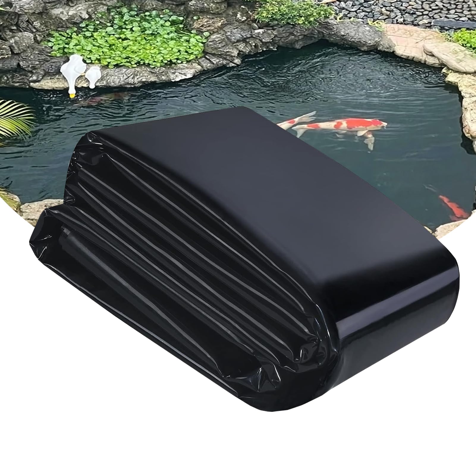 Telo per laghetto in PVC, 9 x 9,5 m, flessibile, in polietilene, resistente agli strappi, per laghetti, cascate da giardino, fontane e giardini tic