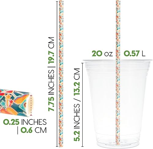 Miniatura 8 de Friendly Straw Paquete de 300 pajitas de papel biodegradables de 7.75 x 0.25 pulgadas para beber, temática de cumpleaños, perfectas para fiestas y
