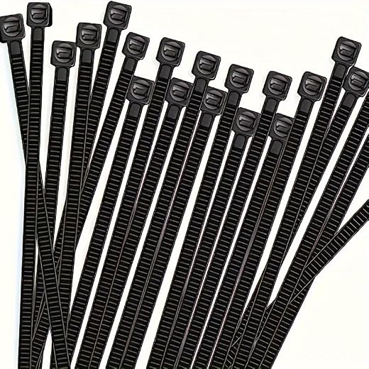 100pcs Black Nylon Cable Ties Assorted Sizes Multi-Purpose Self-Locking for Home, Office, Garden, Workshop, Garage Use