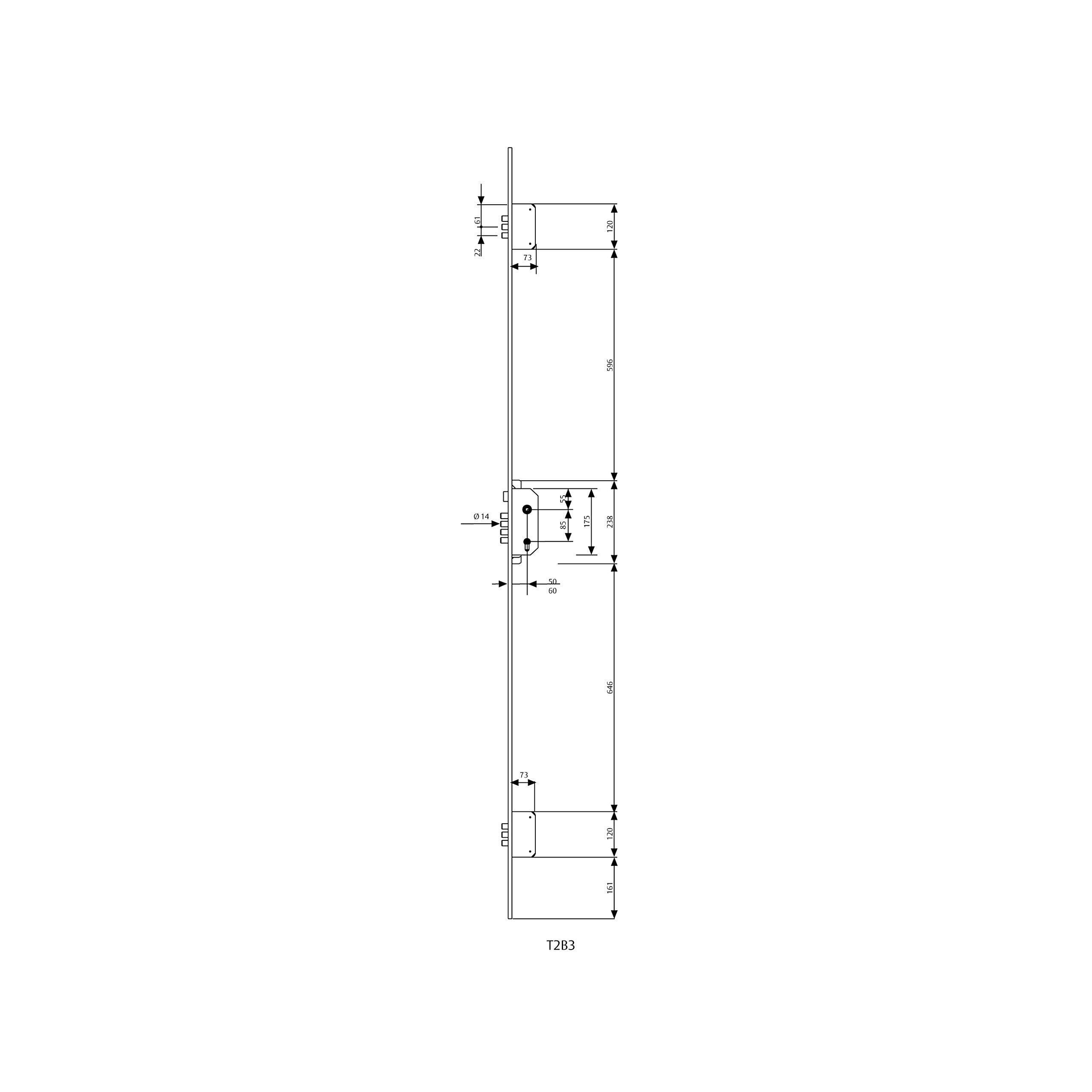 TESA 3012448 Cerradura Tesa Seguridad T2B3 566 LC Cerradero Largo 40 CR