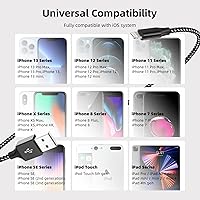 Vista 6 de Paquete de 3 cables Lightning de 10 pies con certificación MFi de Apple, cable de carga rápida para iPhone, cable de carga rápida para iPhone