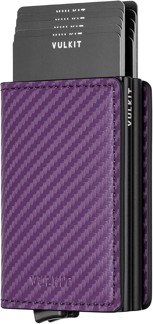 VULKIT Pop Up Wallet Automatic Leather Slim Credit Card Holder RFID