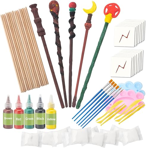YoHold Kit de fabricación de varitas mágicas de mago con rayo y cicatriz temporal para estudiantes y niños, regalo de fiesta escolar, cosplay,