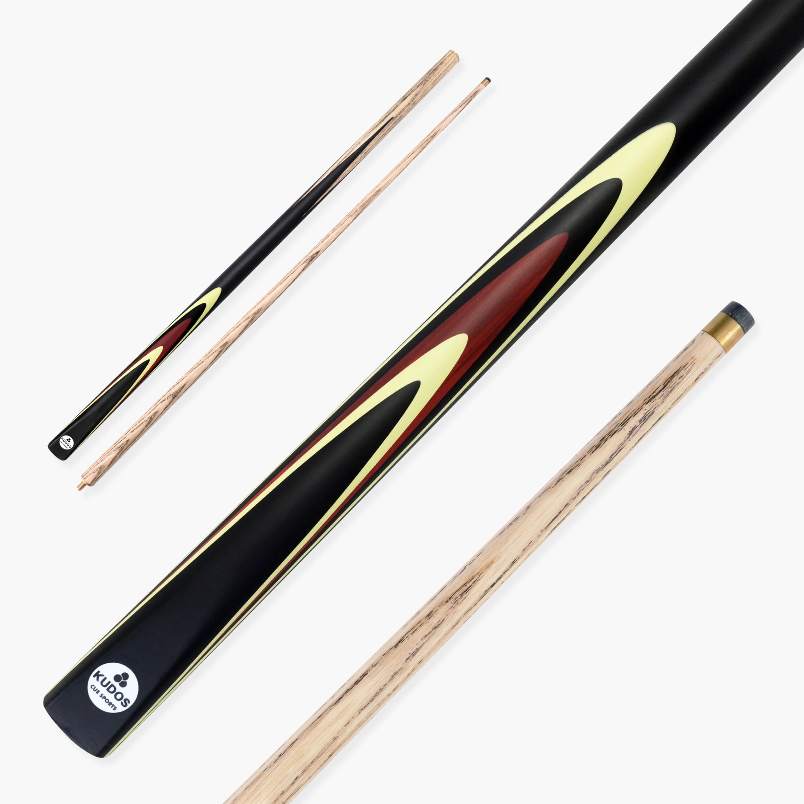 KUDOS Classic Range 57 Inch Heavy Weight 2 Piece Centre Joint Traditional Ash Snooker Pool Cue with 9.5mm Tip 20oz