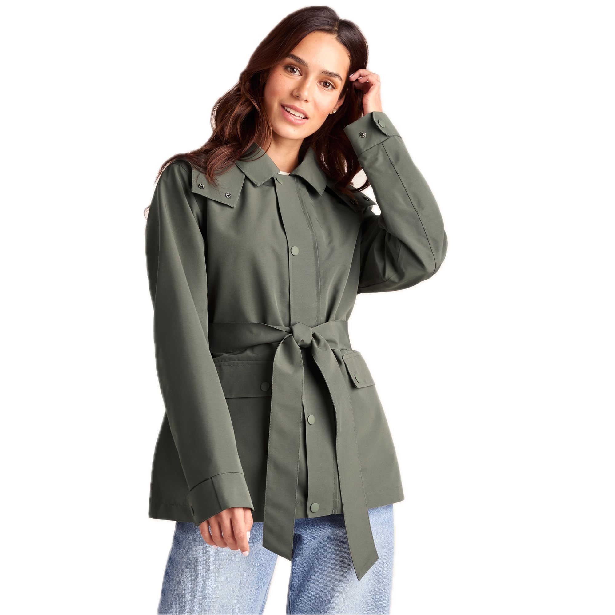 TOG24 Shea Womens Waterproof Coat, Short Trench Coat, Breathable, Windproof Jacket with Removable Hood, All-Season Coat