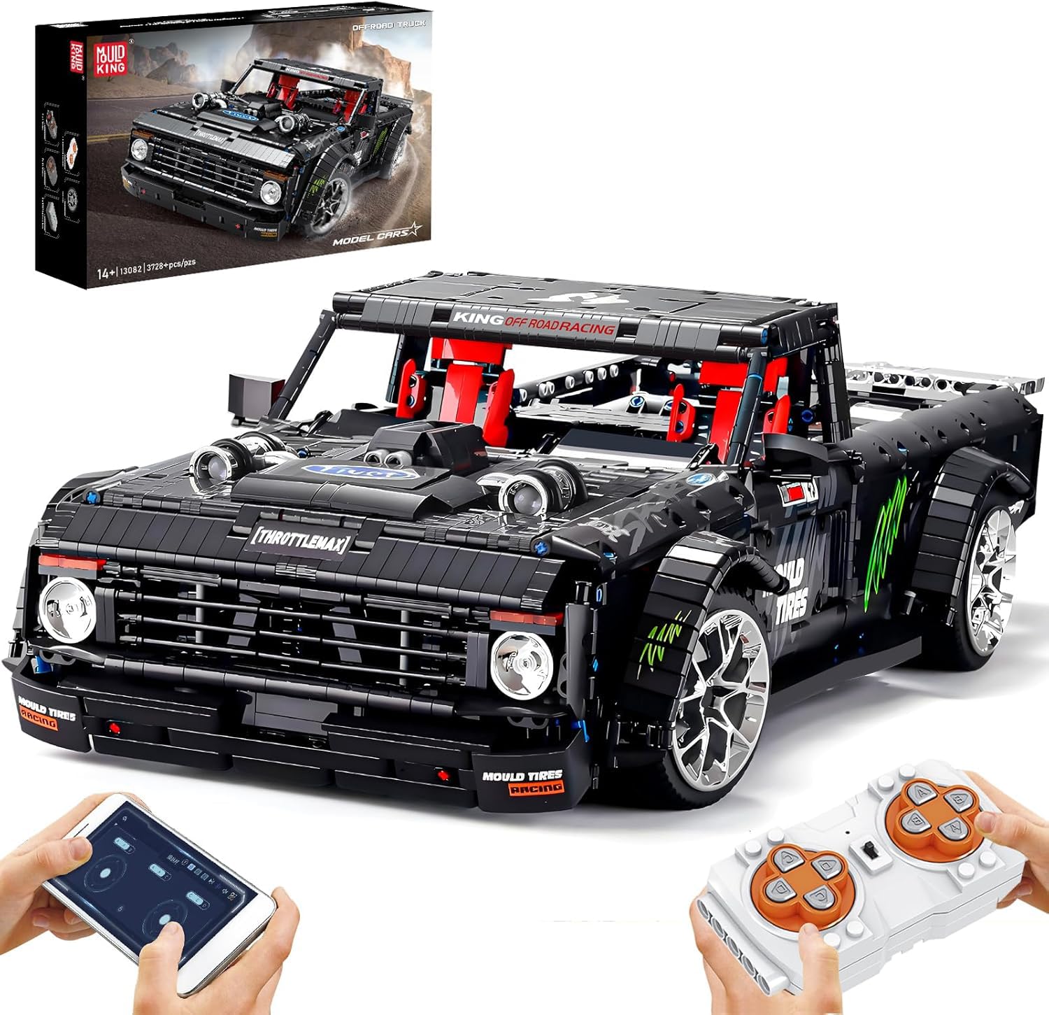 Mould King Technik Auto-Modellbausatz, Sportwagen Klemmbausteine für Erwachsene, 13082 Supercar Sammler-Set für Autoliebhaber und Fans von Muscle Cars (3695 Teile)