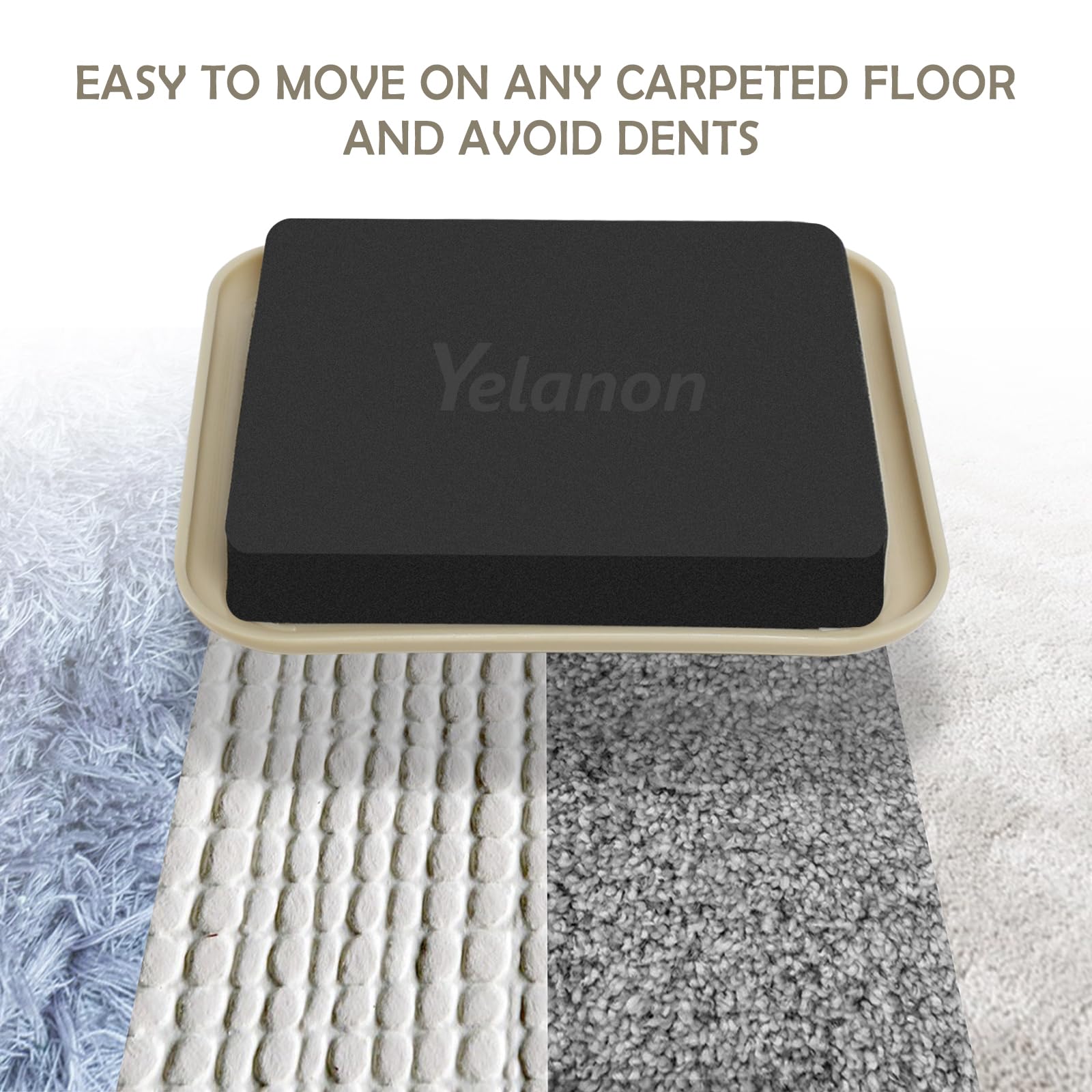 8-Pack 3.5" Square Furniture Sliders For Carpet - Heavy Duty Moving Pads, Brown, For Hardwood Floor Protection